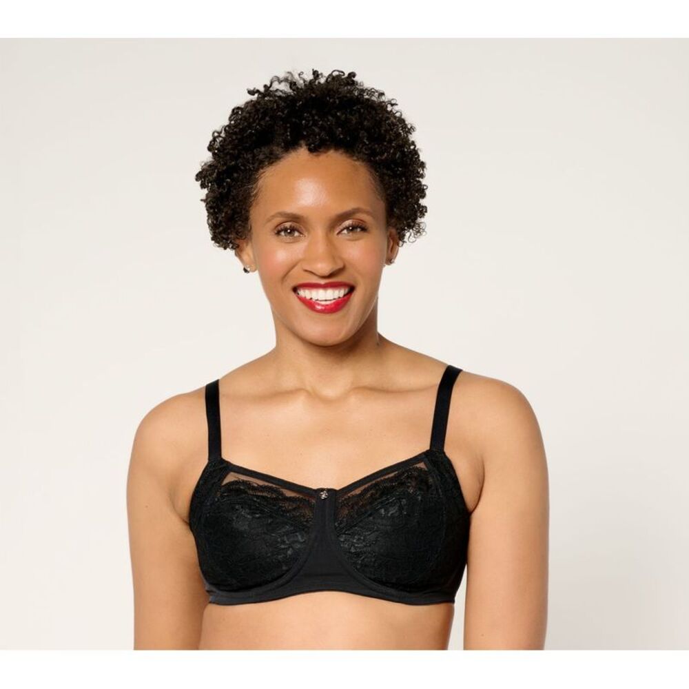 Breezies Women's Bra Sz 44D Natural Curves Unlined Support Wirefree Black